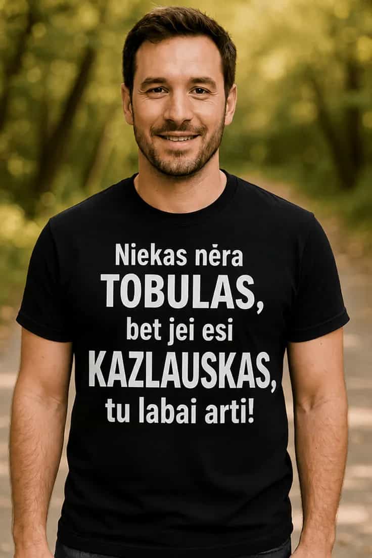 Juokingi marškinėliai Tobulas su vardu
