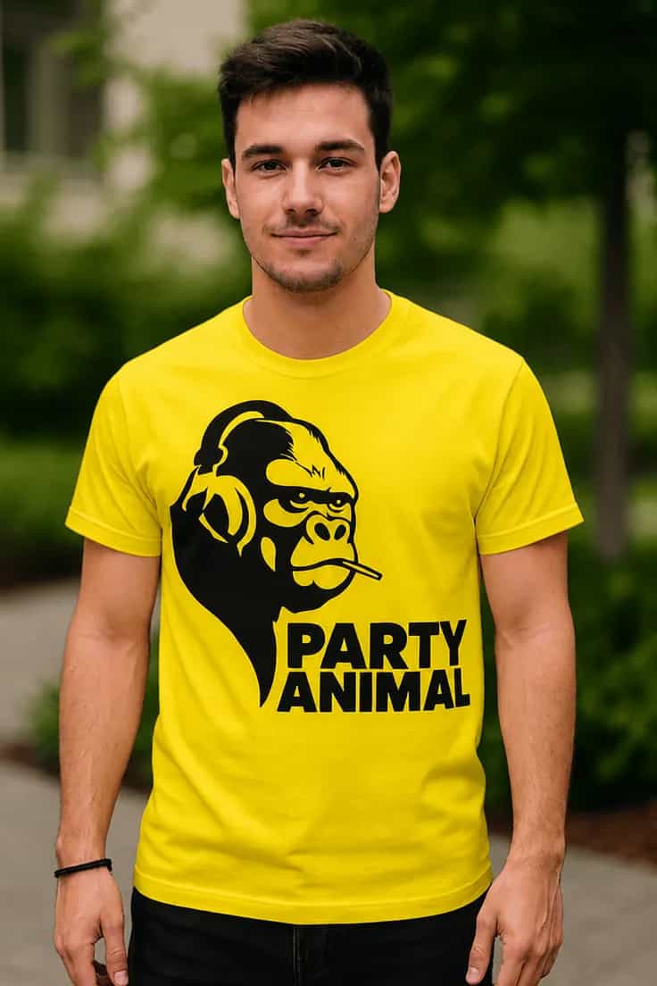 Juokingi marškinėliai Vakarėlių liūtas PARTY ANIMAL