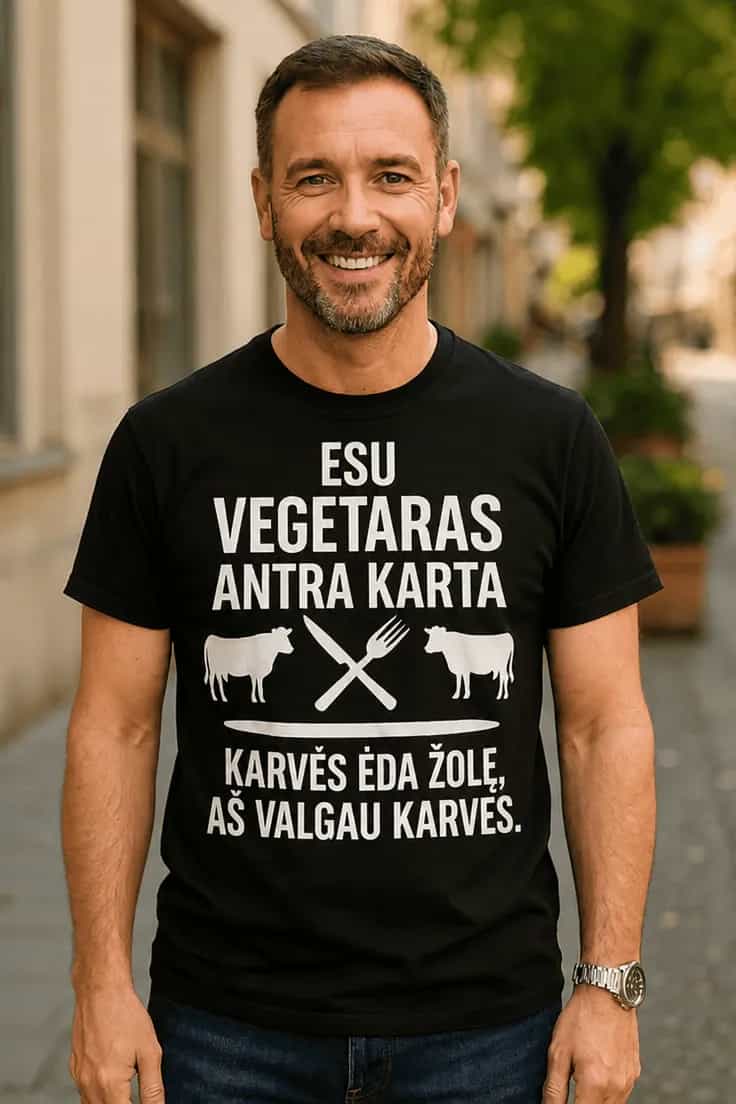 Juokingi marškinėliai Vegetaras antra karta