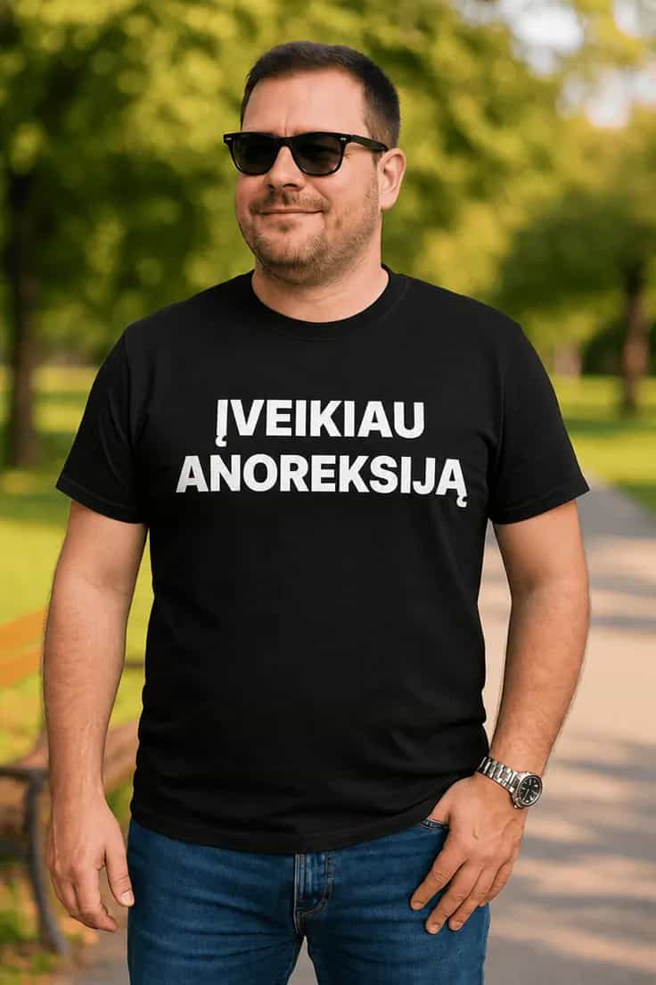 Juokingi marškinėliai Įveikiau anoreksiją – ĮVEIKIAU