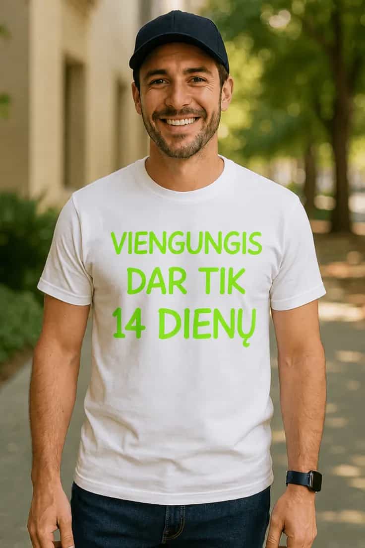 Juokingi marškinėliai Viengungis dar 14 dienų