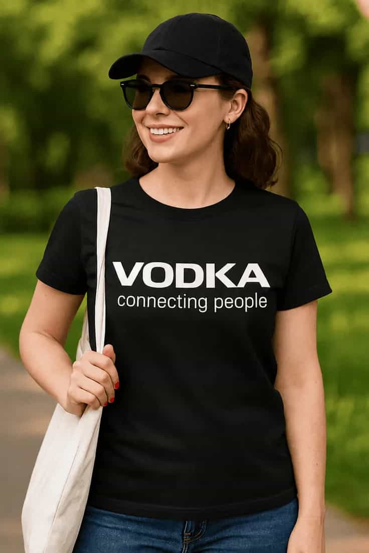 Juokingi marškinėliai Vodka sujungia žmones