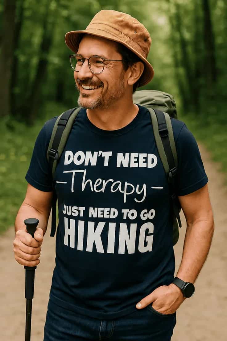 Juokingi marškinėliai Žygių terapija – DON'T NEED
