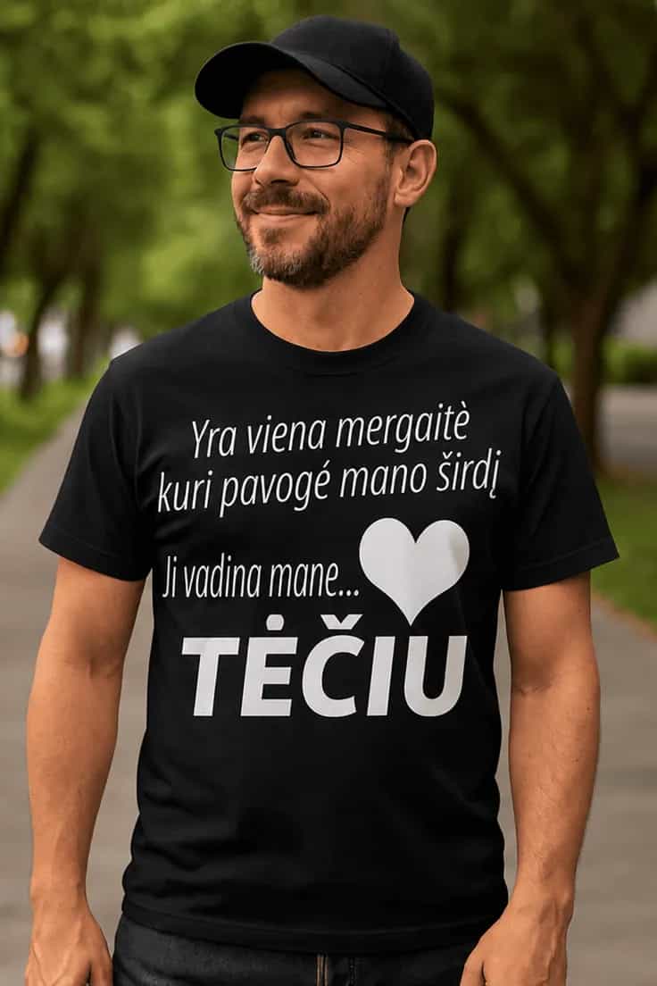 Juokingi marškinėliai Yra mergaitė vadina tėčiu
