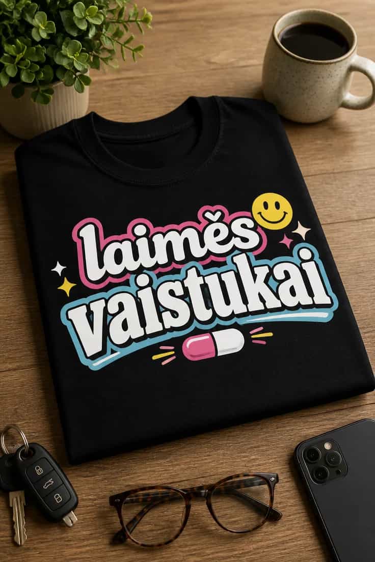 Juokingi marškinėliai „laimės vaistukai“