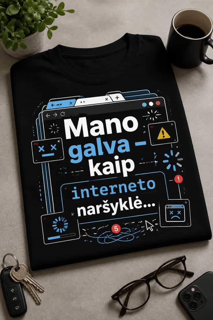 Marškinėliai Mano galva kaip interneto naršyklė