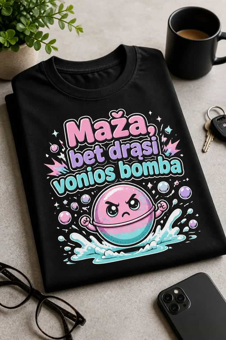 Juokingi marškinėliai „Maža vonios bomba“
