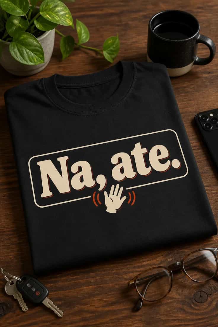 Juokingi marškinėliai „Na, ate.“