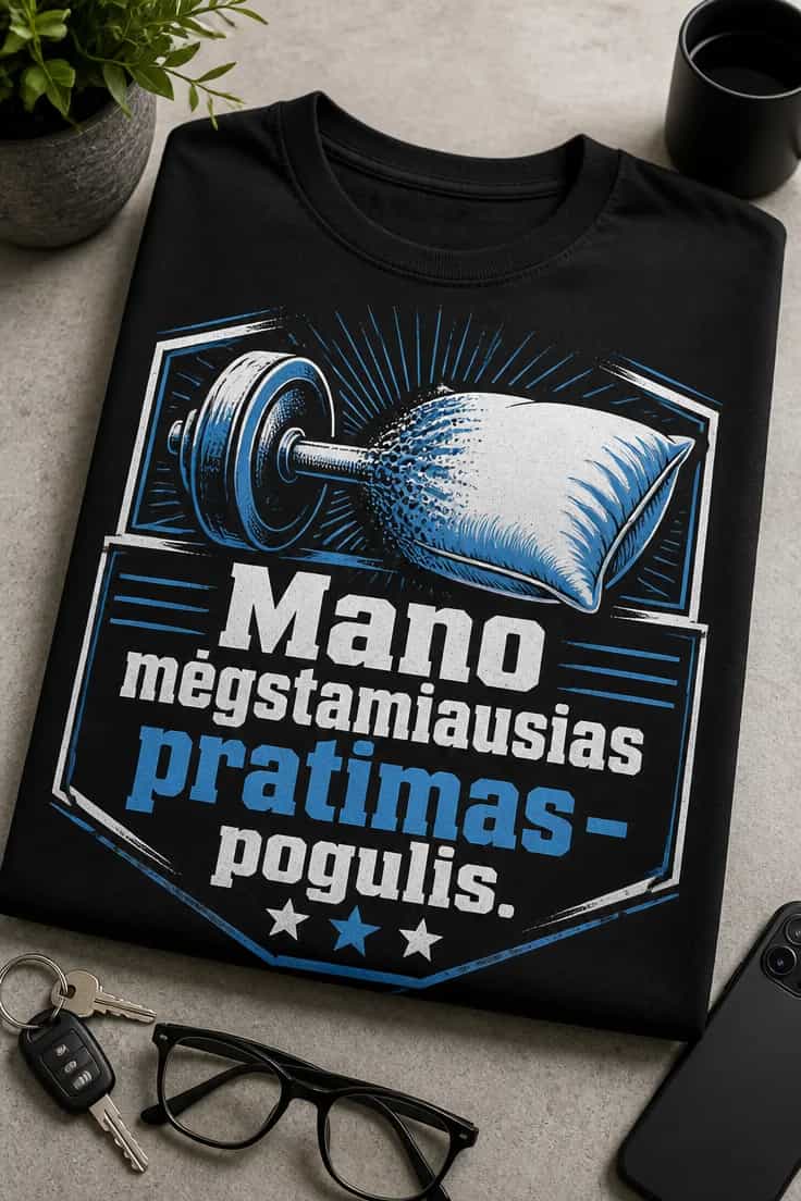 Marškinėliai Mano mėgstamiausias pratimas – pogulis
