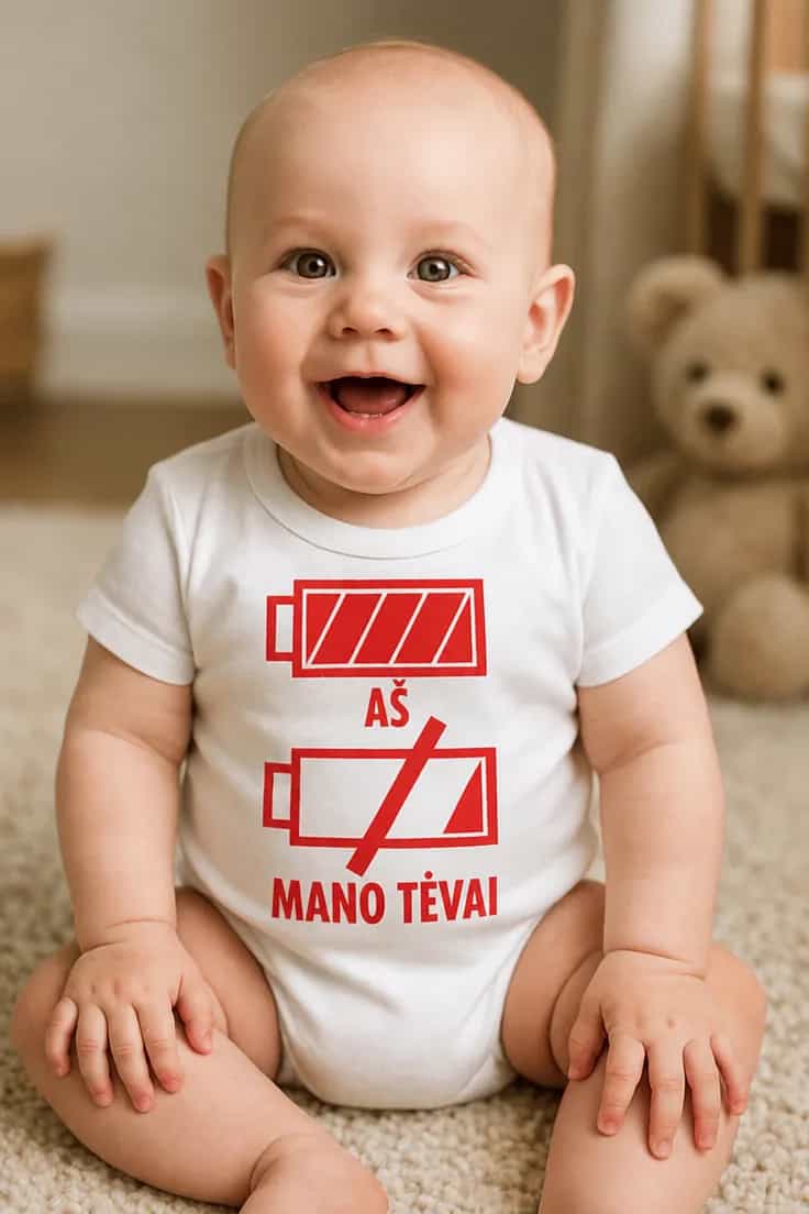 Kūdikio bodi Baterija – AŠ ✓ MANO TĖVAI