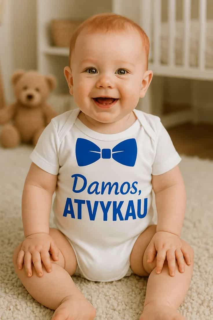 Kūdikio bodi Damos atvykau – Damos, ATVYKAU.
