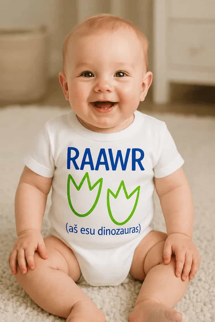 Kūdikio bodi dinozauras – RAAWR (aš esu dinozauras)