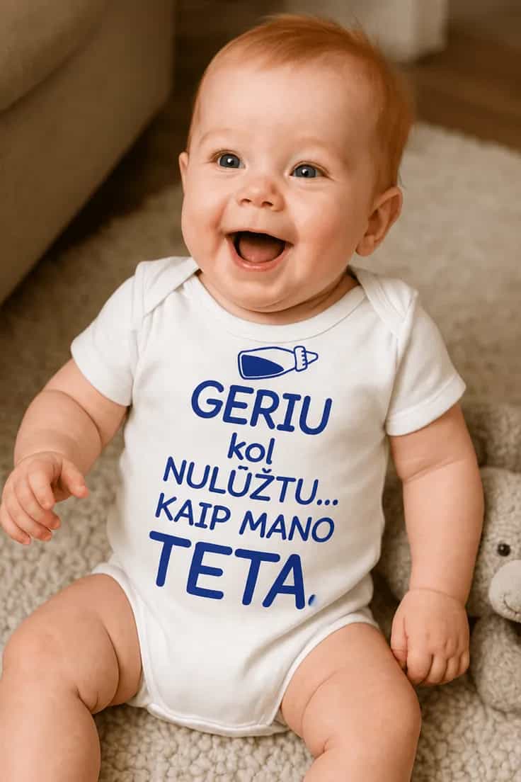 Kūdikio bodi Geriu kol nulūžtu kaip teta – su vardu