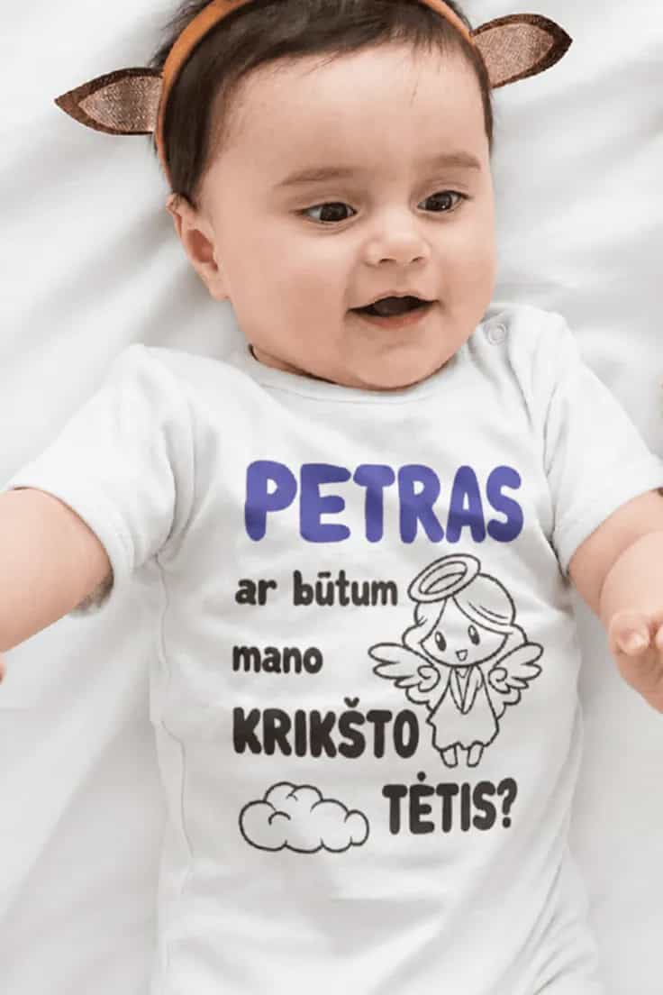 Kūdikio bodi krikšto tėčio kvietimas su vardu