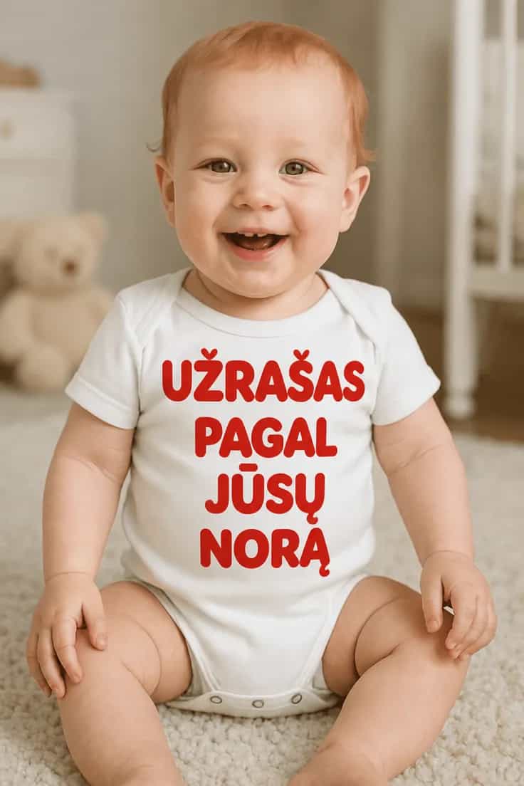 Kūdikio bodi su norimu užrašu – UŽRAŠAS PAGAL JŪSŲ NORĄ