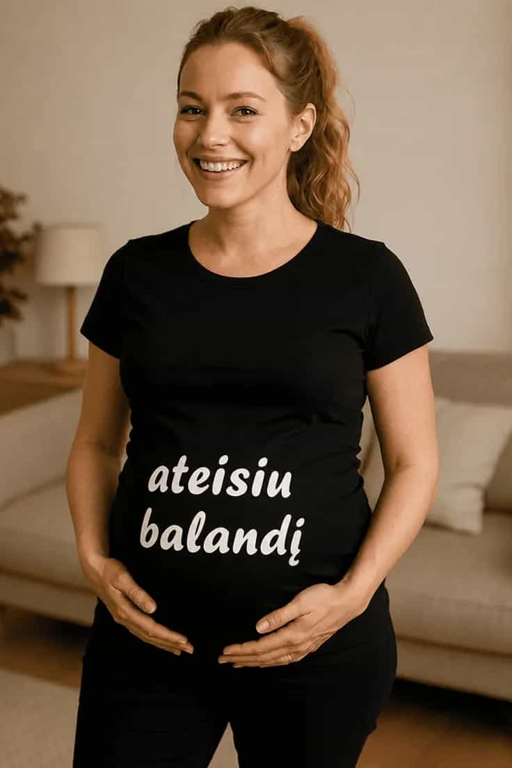 Marškinėliai nėščiajai Ateisiu balandį