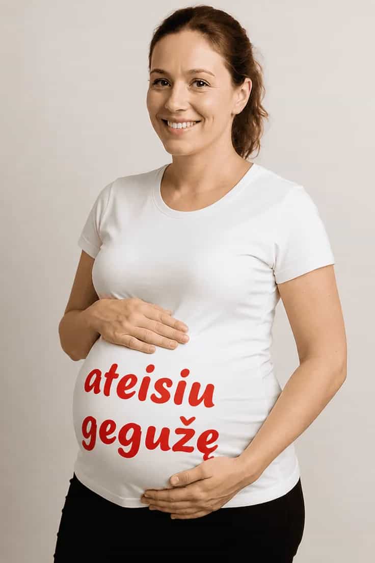 Marškinėliai nėščiajai Ateisiu gegužę