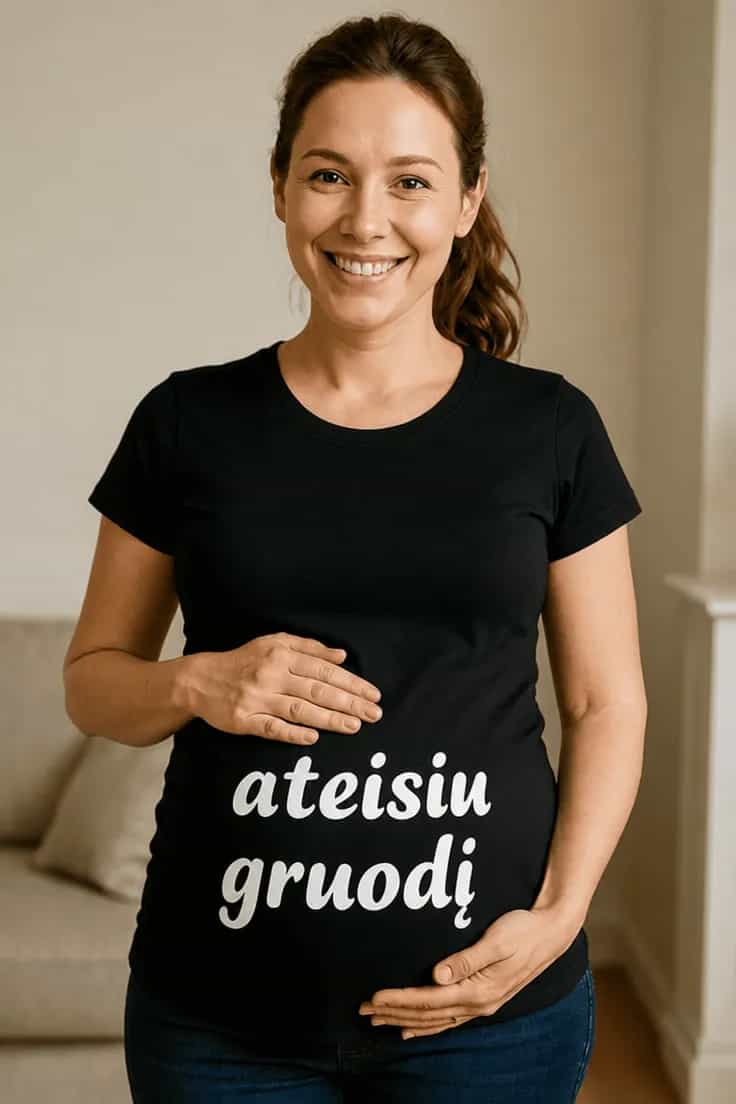 Marškinėliai nėščiajai Ateisiu gruodį