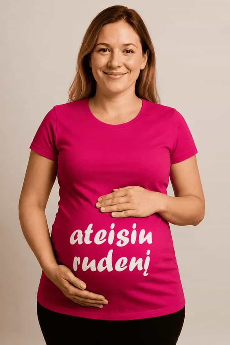 Marškinėliai nėščiajai ateisiu rudenį