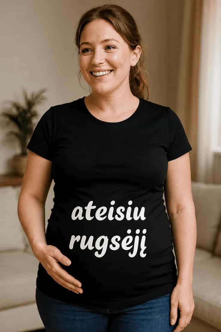 Marškinėliai nėščiajai Ateisiu rugsėjį