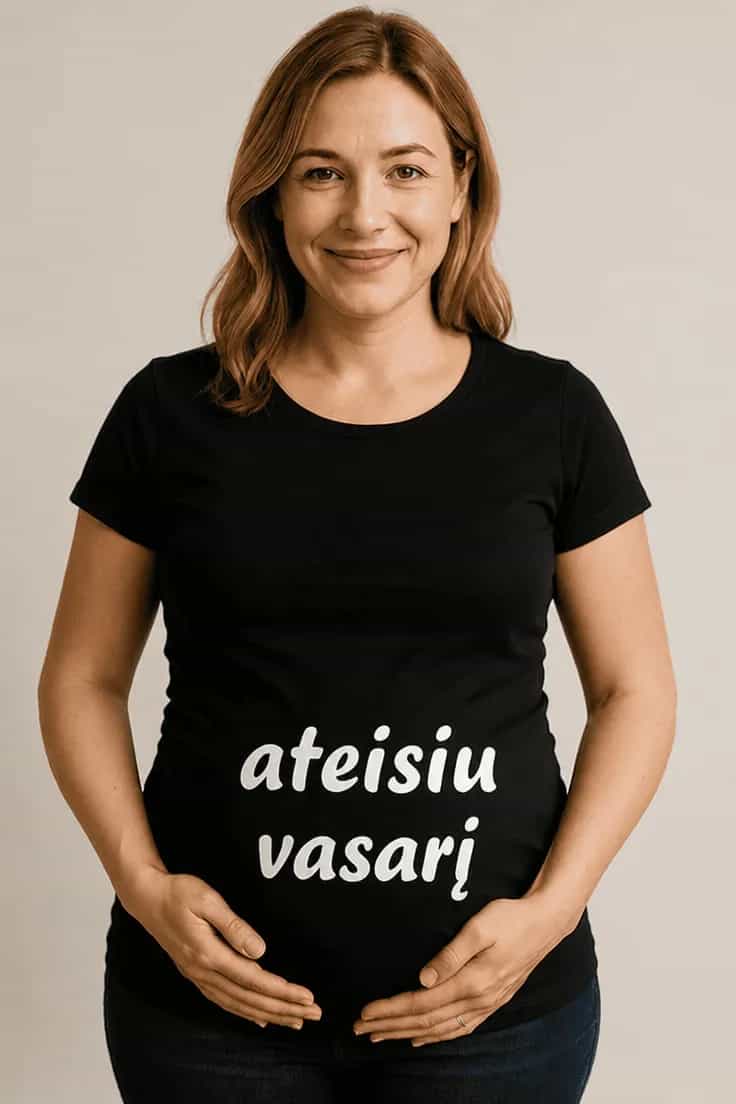 Marškinėliai nėščiajai Ateisiu vasarį