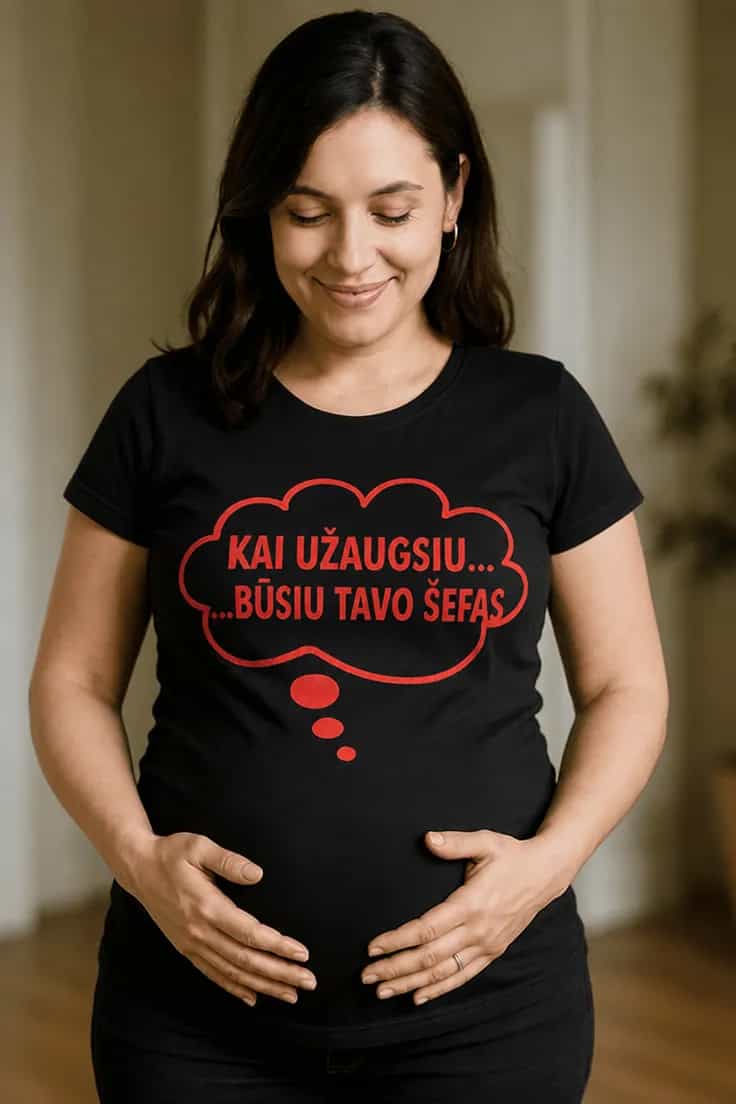 Marškinėliai nėščiajai Būsiu tavo šefas