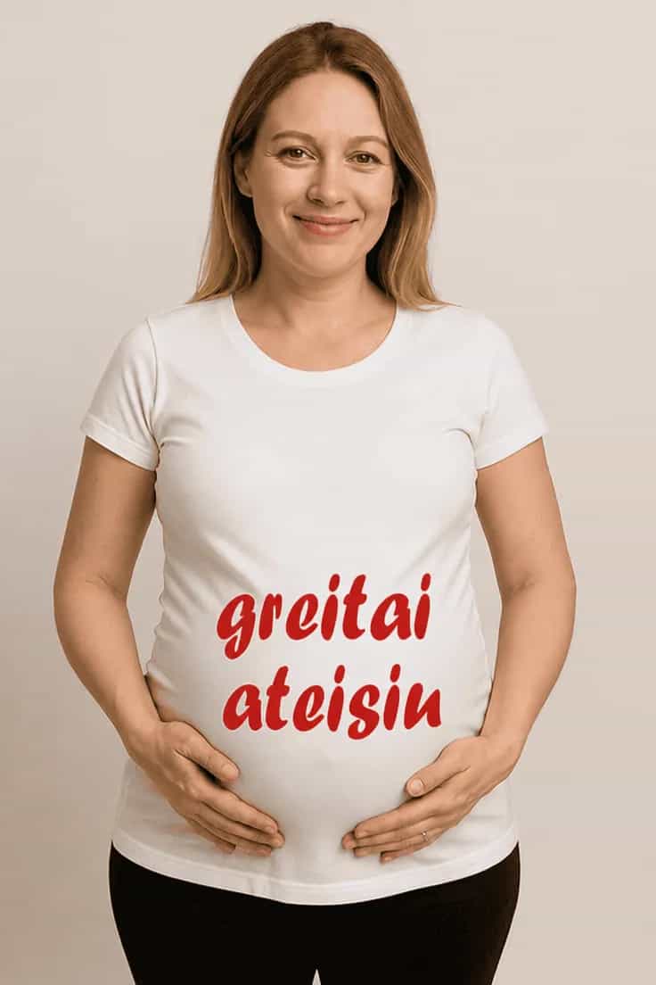 Marškinėliai nėščiajai Greitai ateisiu
