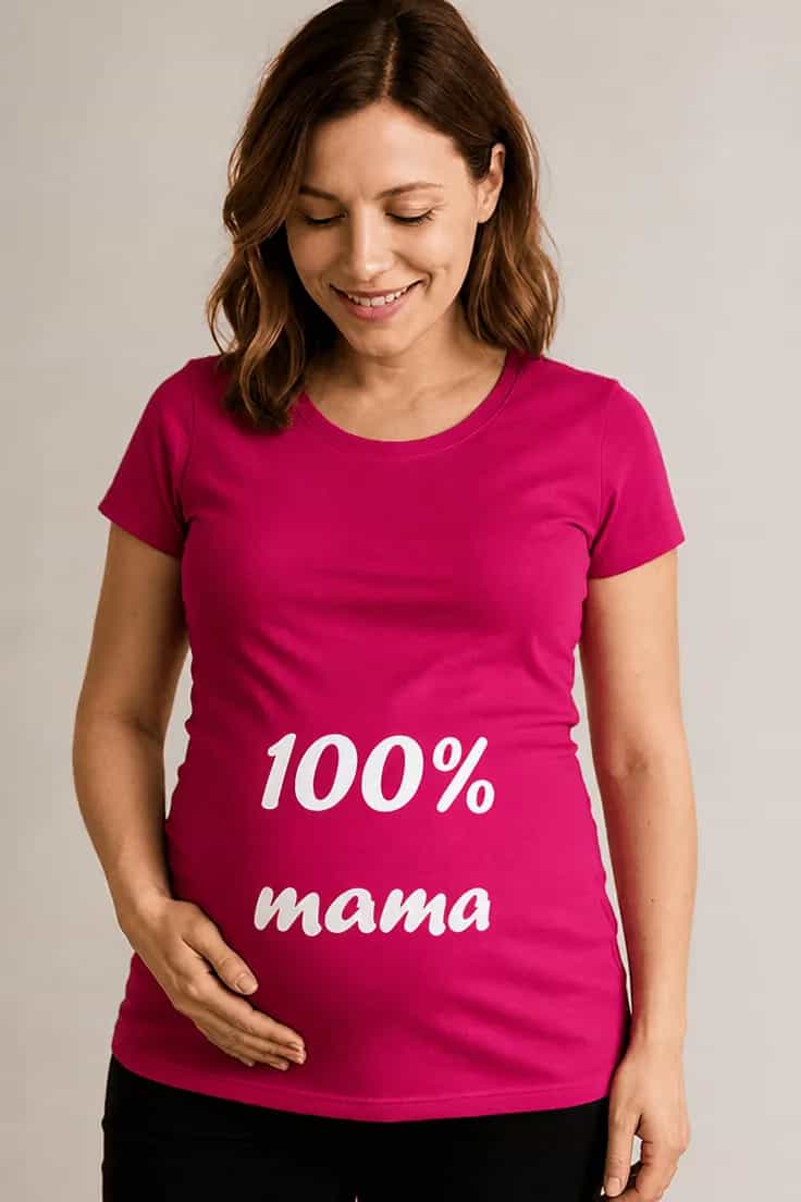 Marškinėliai nėščiajai Šimtu procentų mama