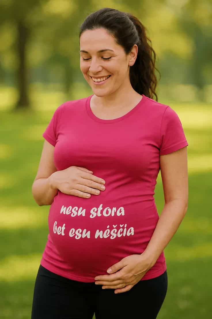 Marškinėliai nėščiajai Nesu stora bet nėščia