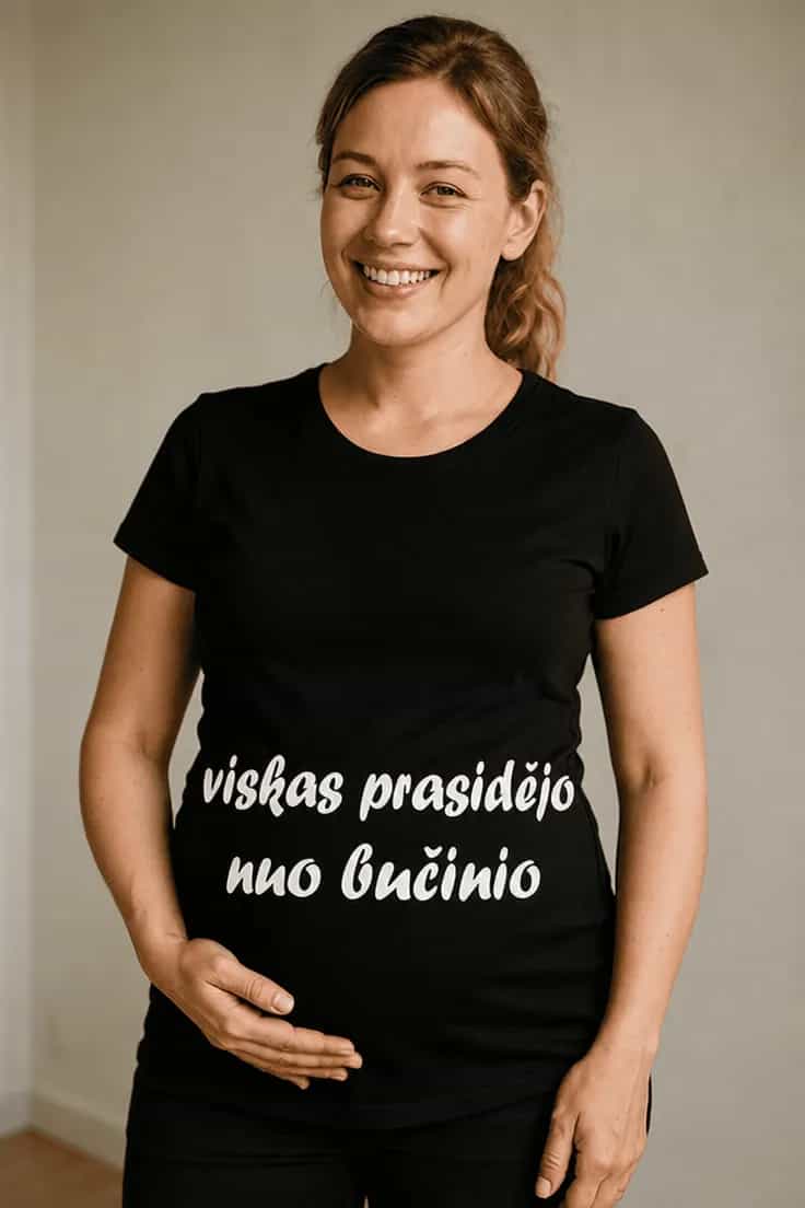 Marškinėliai nėščiajai Viskas prasidėjo nuo bučinio