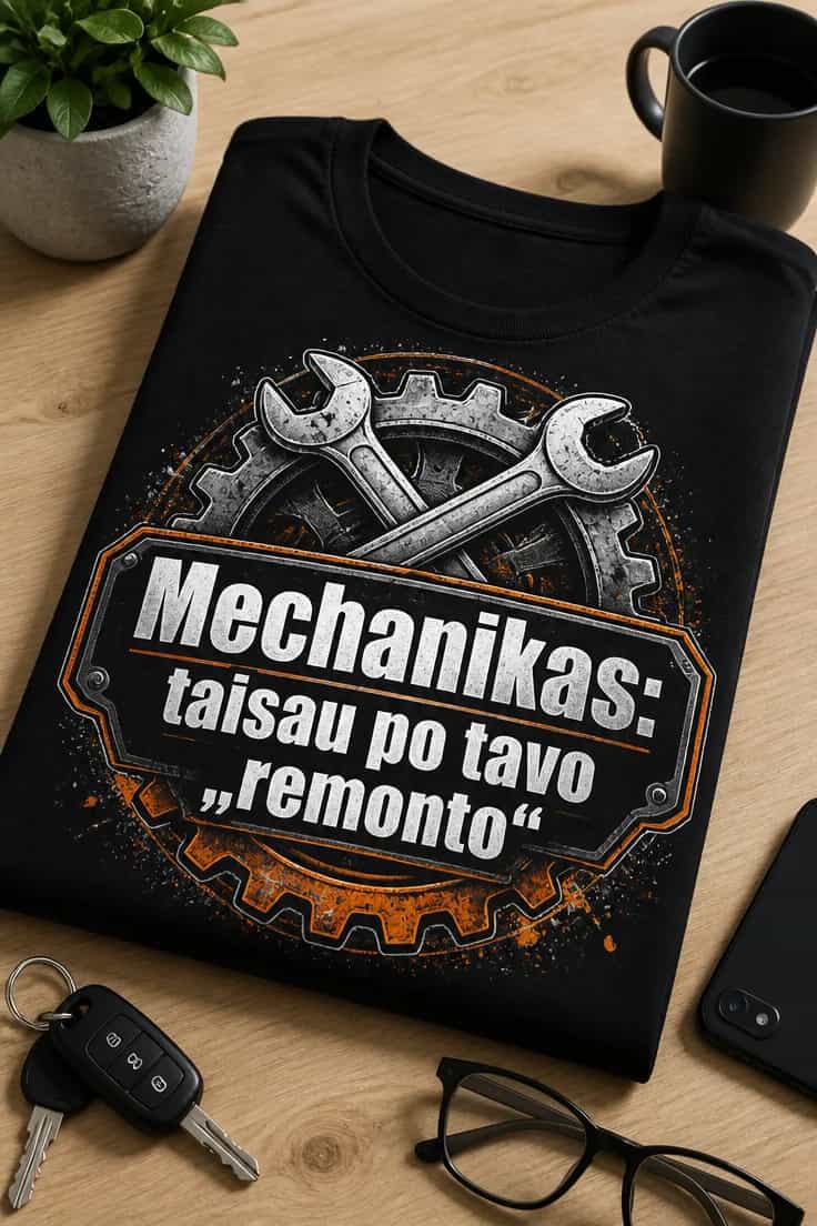 Marškinėliai mechanikui: taisau po tavo „remonto“