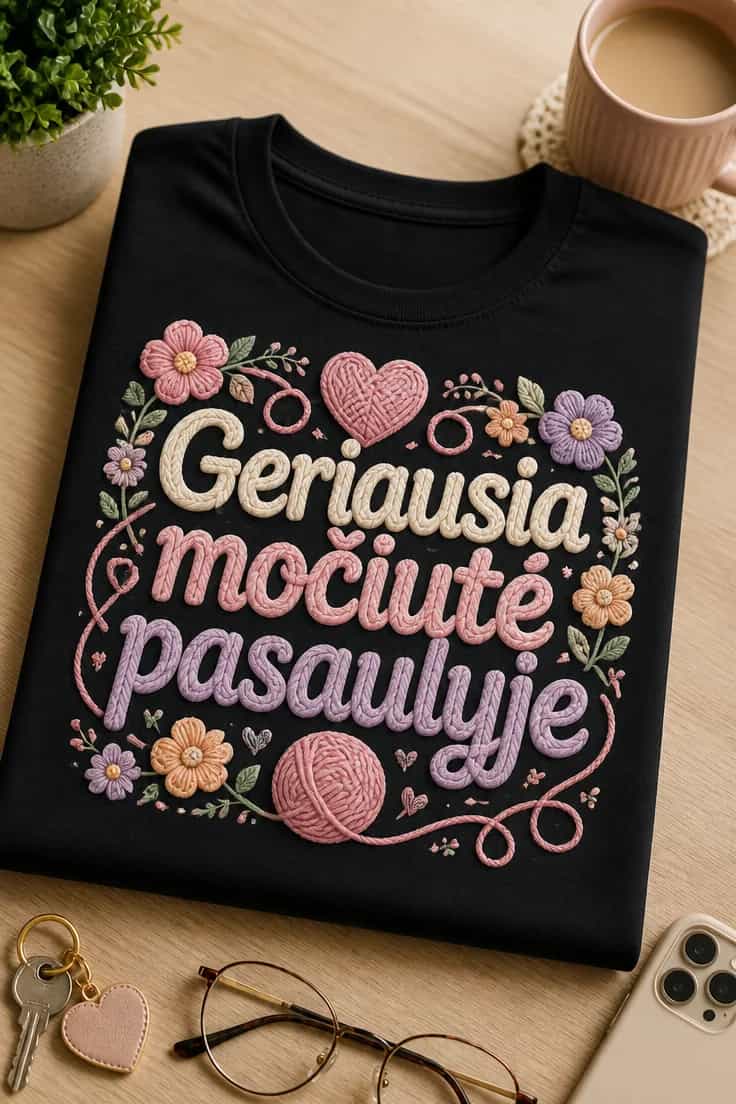 Marškinėliai močiutei „Geriausia močiutė pasaulyje“