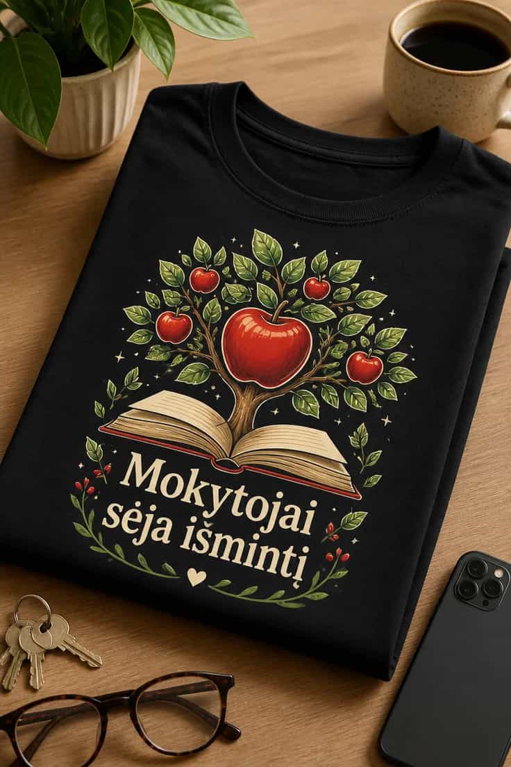 Mokytojų marškinėliai: Mokytojai sėja išmintį