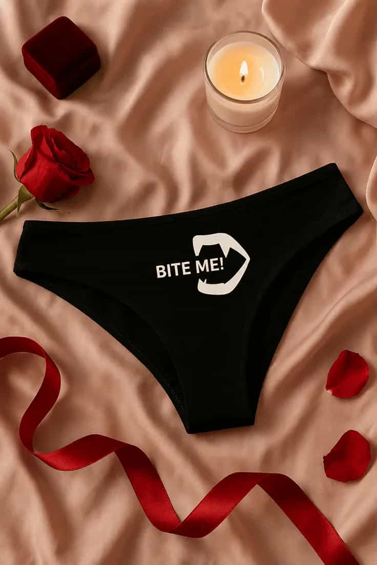 Moteriški apatiniai Bite me užrašu