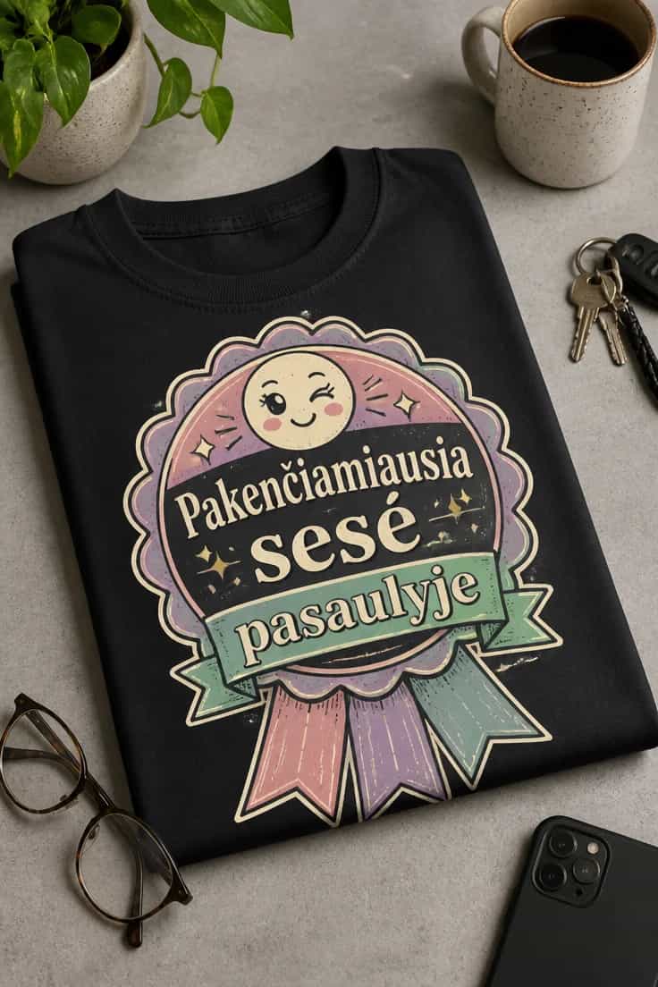 Marškinėliai sesei „Pakenčiamiausia sesė pasaulyje“
