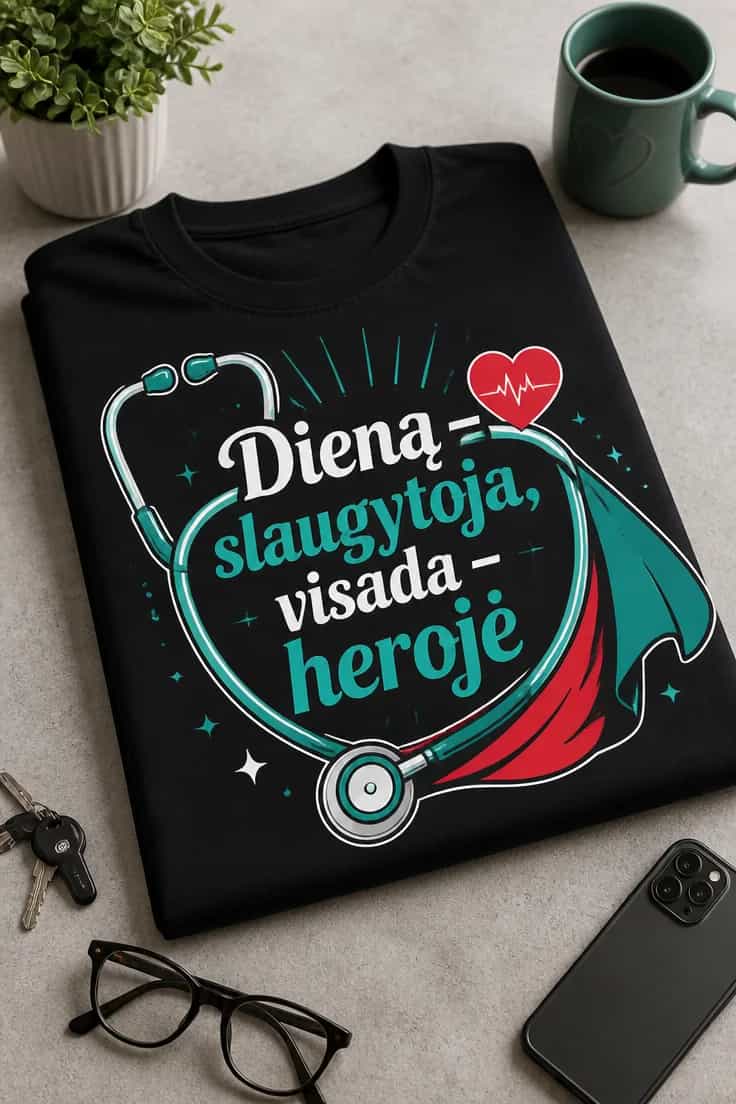 Marškinėliai Dieną slaugytoja, visada herojė