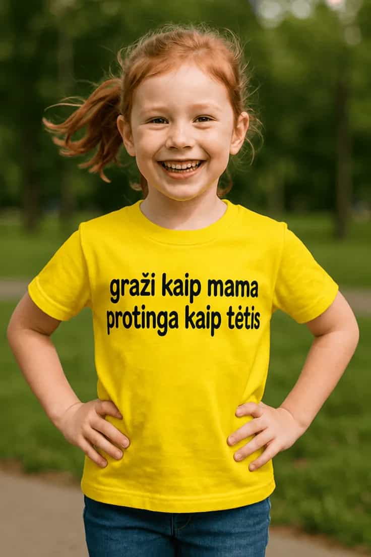 Vaikiški marškinėliai Graži kaip mama protinga kaip tėtis