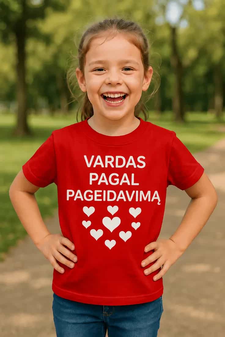 Vaikiški marškinėliai širdelės su vardu
