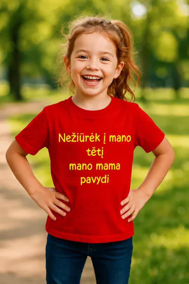 Vaikiški marškinėliai Pavydi mama saugo tėtį