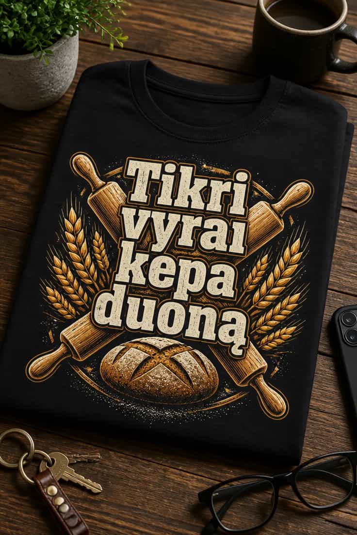 Vyriški marškinėliai „Tikri vyrai kepa duoną“