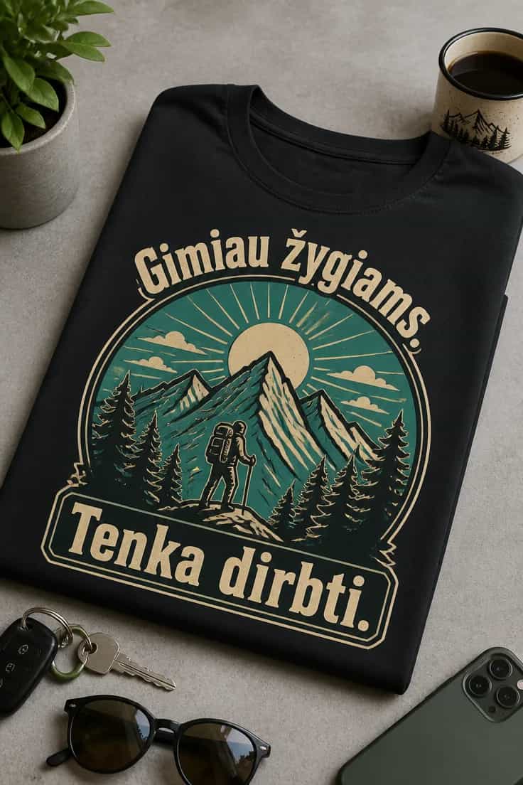 Žygio marškinėliai – Gimiau žygiams. Tenka dirbti.