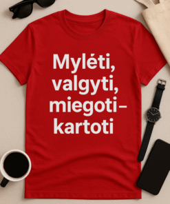 Mylėti, valgyti, miegoti – kartoti marškinėliai