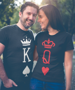 Karalius K ♠ ir Karalienė Q ♥ - Marškinėliai (komplektas)
