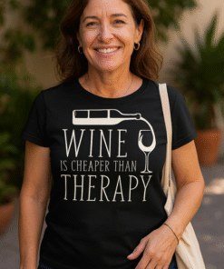 WINE IS CHEAPER THAN THERAPY - Marškinėliai
