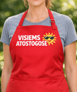 Juokinga prijuostė „VISIEMS ATOSTOGOSE“