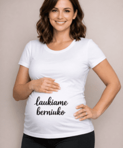 Nėščiųjų marškinėliai „Laukiame berniuko“
