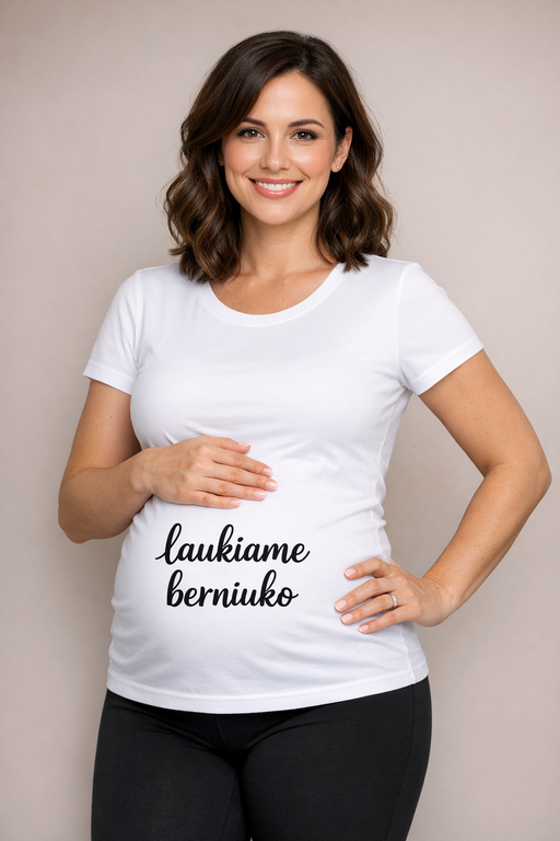 Nėščiųjų marškinėliai „Laukiame berniuko“