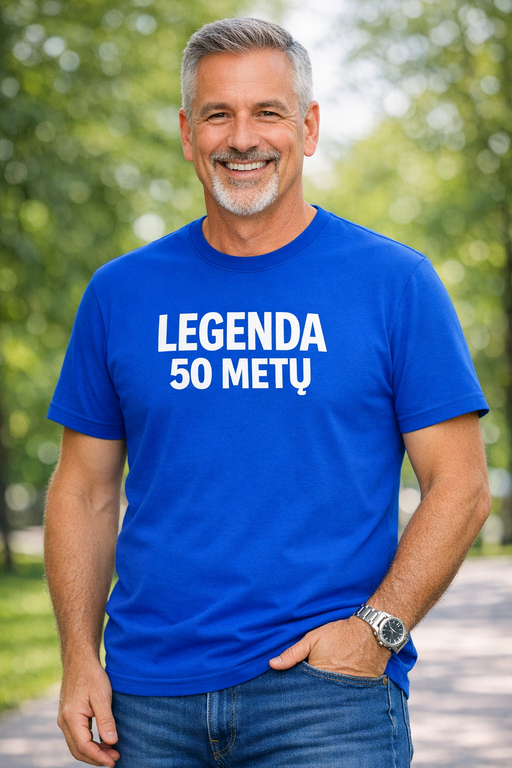 Juokingi marškinėliai „LEGENDA 50 METŲ“ (mėlyni)
