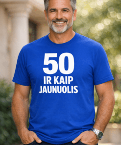 Juokingi marškinėliai „50 ir kaip jaunuolis“