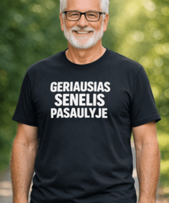 Juokingi marškinėliai GERIAUSIAS SENELIS PASAULYJE